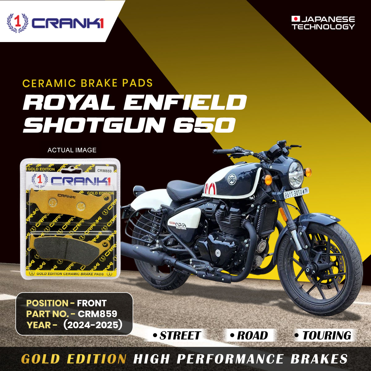 Ceramic Brake Pads For Royal Enfield Shotgun 650 (2024-2025) - Front - CRM859 - 1 Set