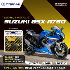 Ceramic Brake Pads For Suzuki GSX-R750 (2012-2020) - Rear - CRM471 - 1 Set