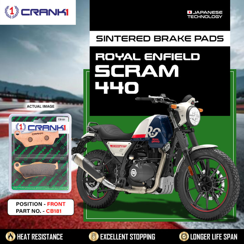 Sintered Brake Pads For Royal Enfield Scram 440 - Front - CB181 - 1 Set