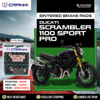 Sintered Brake Pads For Ducati Scrambler 1100 Sport Pro (2020-2024) - Rear - CB312 - 1 Set