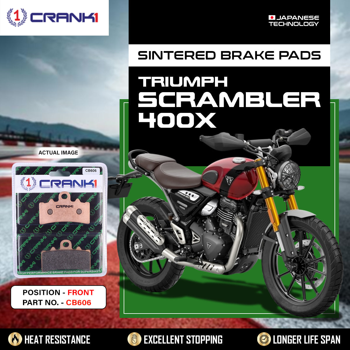 Sintered  Brake Pads For Triumph Scrambler 400X - Front - CB606 - 1 Set
