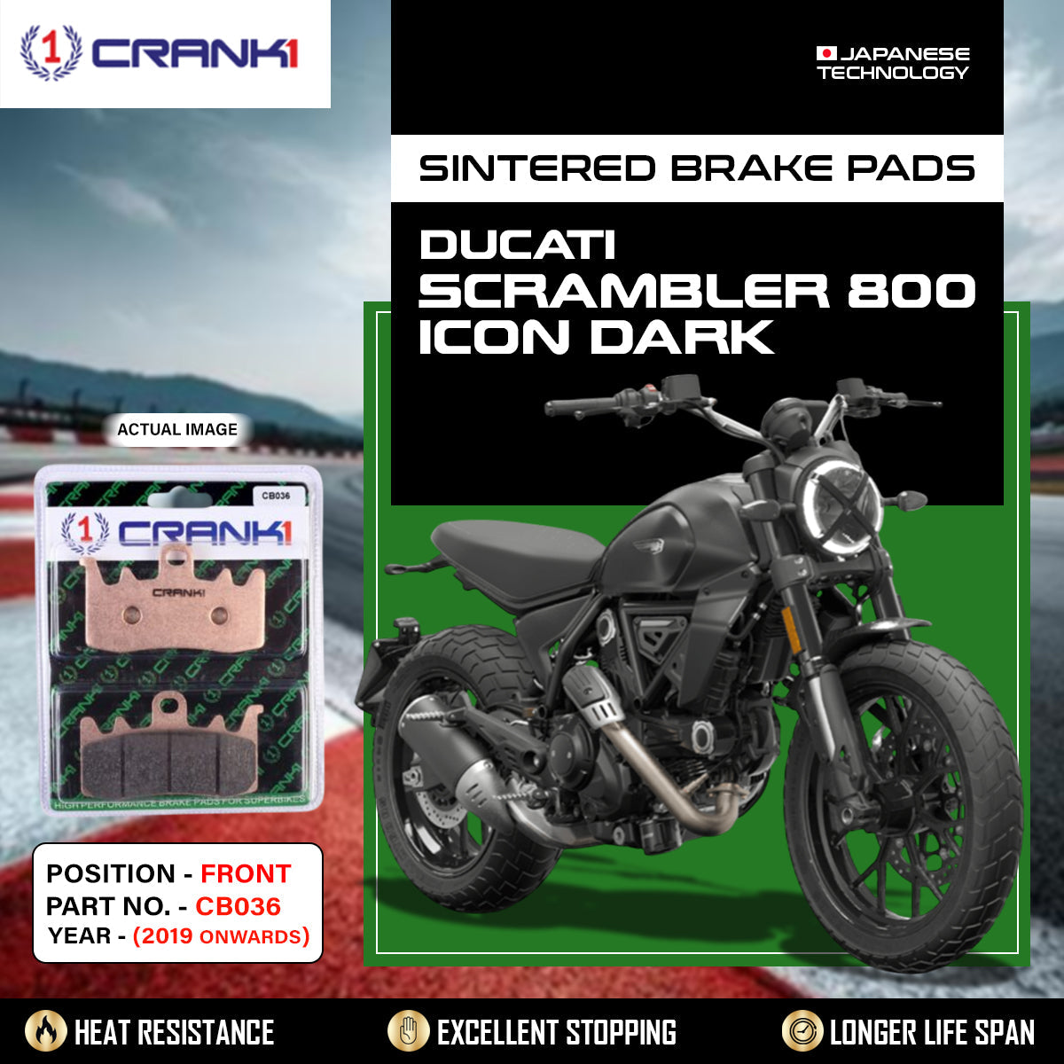 Sintered Brake Pads For Ducati Scrambler 800 Icon Dark (2019 Onwards) - Front - CB036 - 2 Sets