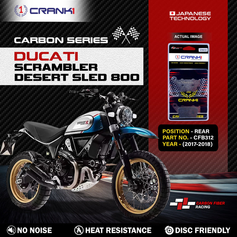 Carbon Brake Pads For Ducati Scrambler Desert Sled 800 (2017-2018) - Rear - CFB312 - 1 Set