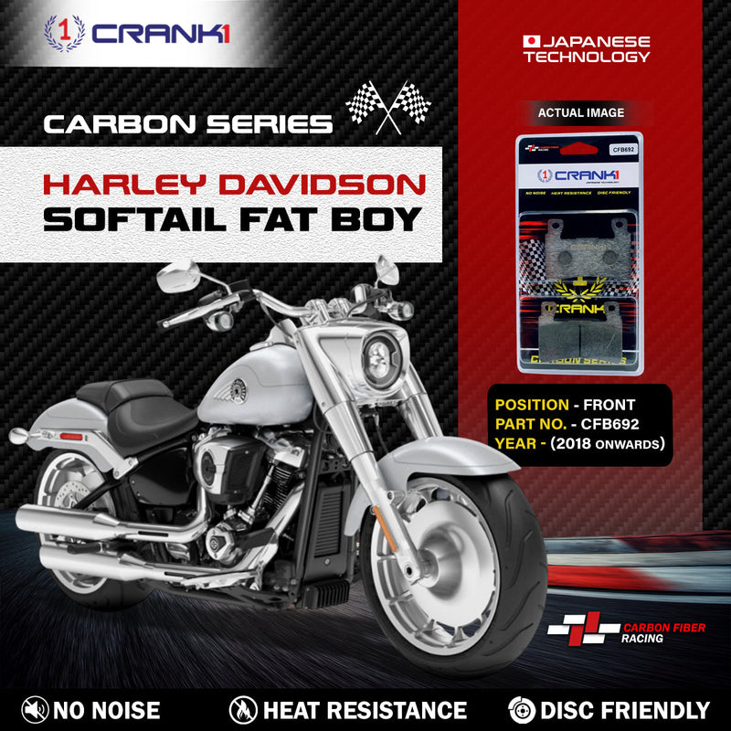 Carbon Brake Pads For Harley Davidson Softail Fat Boy (2018 Onwards) - Front - CFB692 - 1 Set
