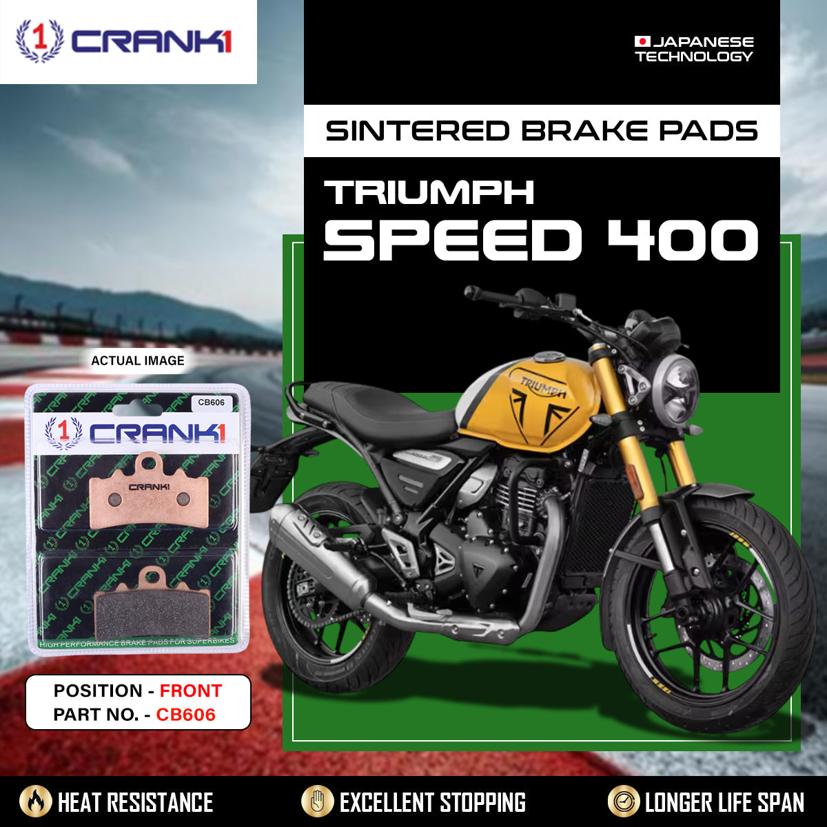 Sintered Brake Pads For Triumph Speed 400 - Front - CB606 - 1 Set