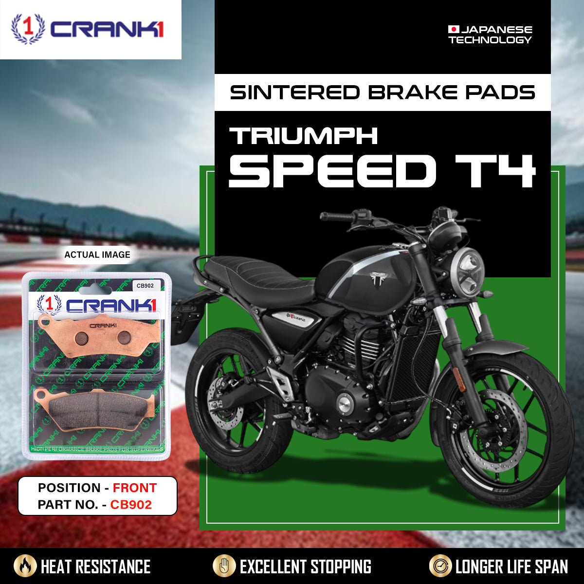 Sintered Brake Pads For Triumph Speed  T4 - Front - CB902 - 1 Set