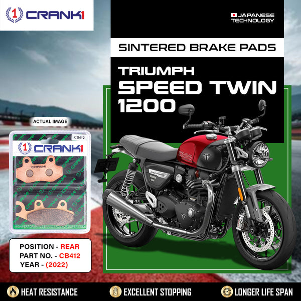 Sintered Brake Pads For Triumph Speed Twin 1200 (2022) - Rear - CB412 - 1 Set