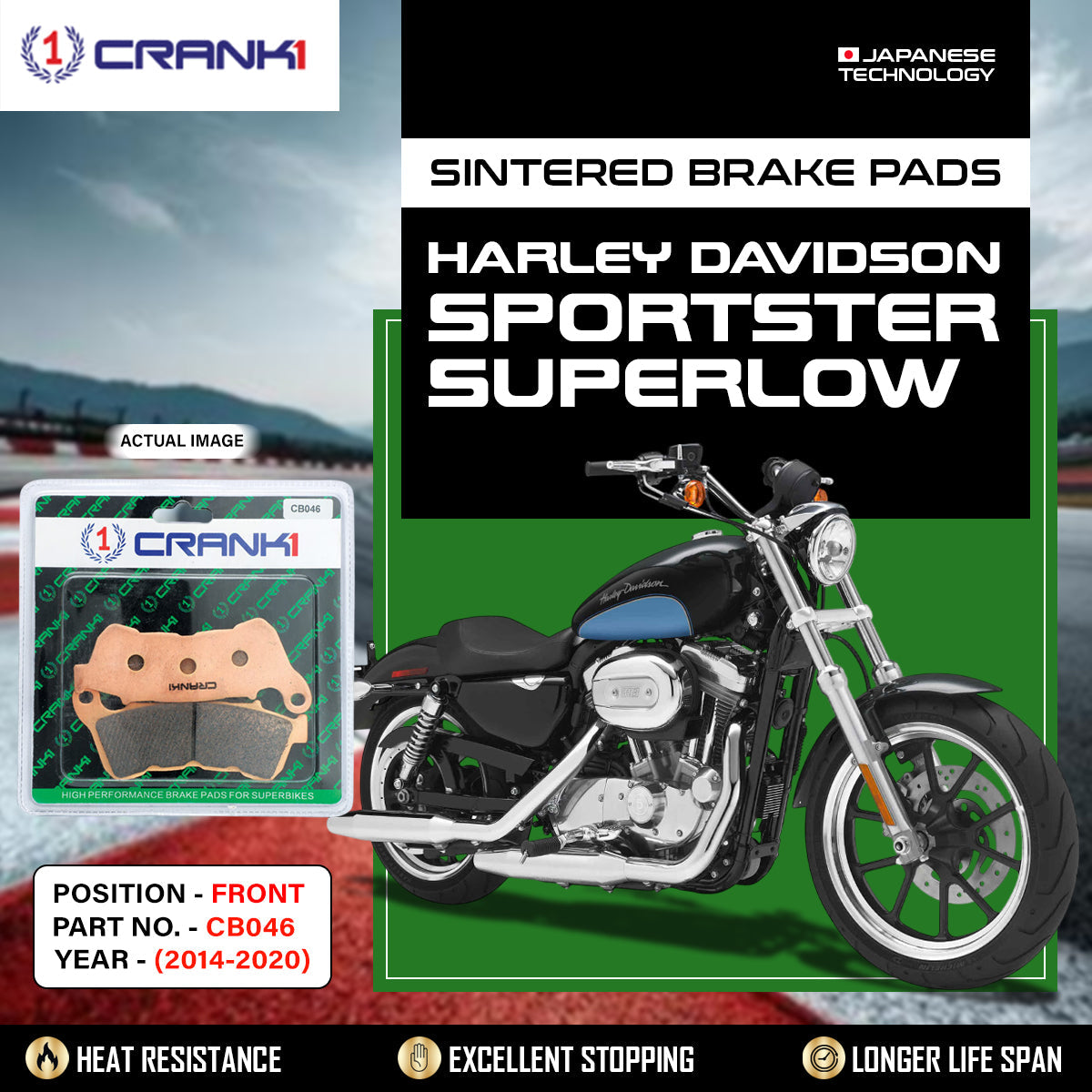 Sintered Brake Pads For Harley Davidson Sportster SuperLow (2014-2020) - Front - CB046 - 1 Set