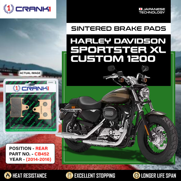 Sintered Brake Pads For Harley Davidson Sportster XL Custom 1200 (2014-2016) - Rear - CB452 - 1 Set