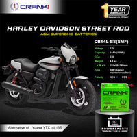 Battery For Harley Davidson Street Rod (2011-2025) - CB14L-BS - Factory Activated