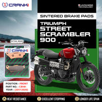 Sintered Brake Pads For Triumph Street Scrambler 900 (2017-2020) - Front - CB181 - 2 Sets Required