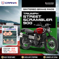 Sintered Brake Pads For Triumph Street Scrambler 900 (2017-2020) - Rear - CB412 - 1 Set