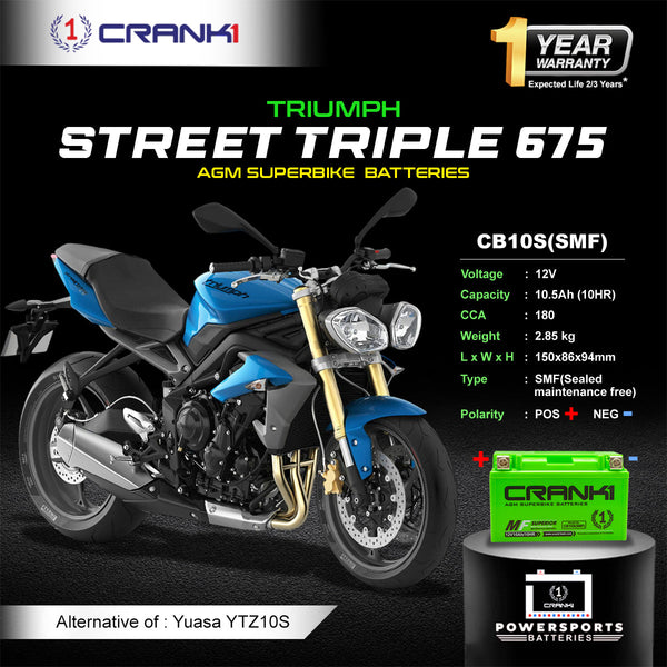 Battery For Triumph Street Triple 675 (2010-2025) - CB10S - Factory Activated