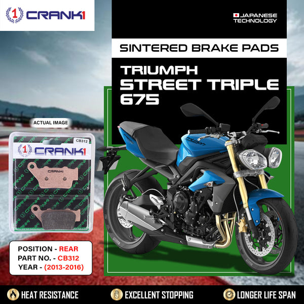 Sintered Brake Pads For Triumph Street Triple 675 (2013-2016) - Rear - CB312- 1 Set
