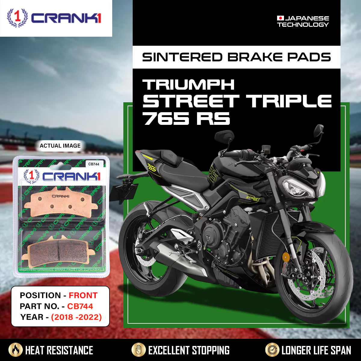 Sintered Brake Pads For Triumph Street Triple 765 RS (2018-2022) - Front - CB744 - 2 Sets