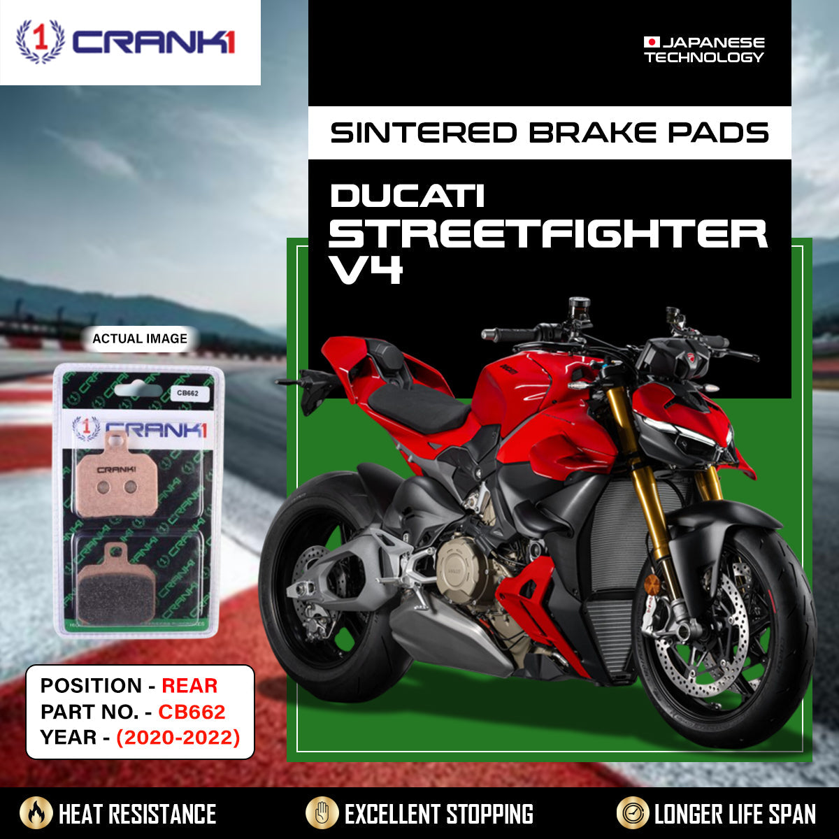 Sintered Brake Pads For Ducati Streetfighter V4 (2020-2022) - Rear - CB662 - 1 Set