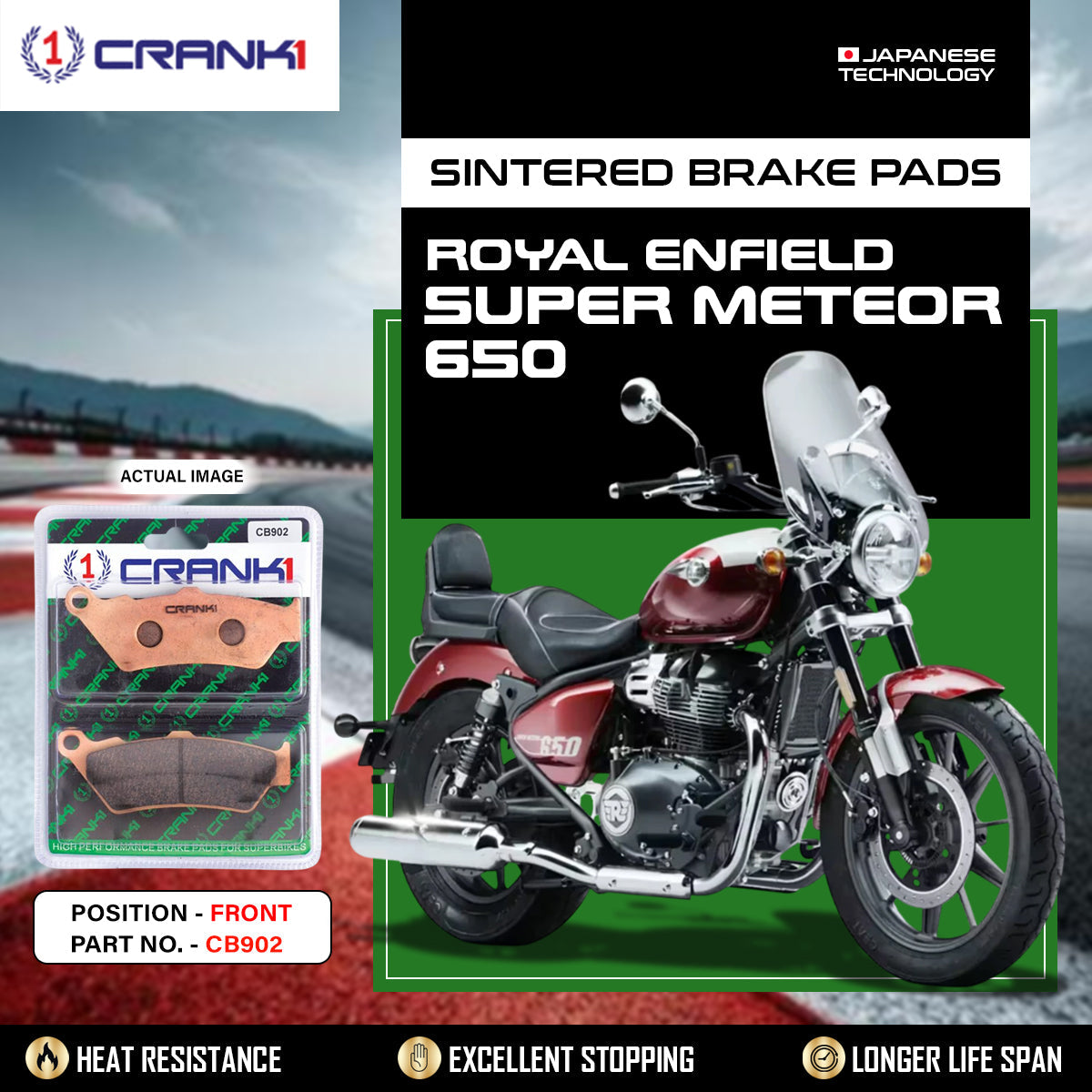 Sintered Brake Pads For Royal Enfield Super Meteor 650 - Front - CB902 - 1 Set