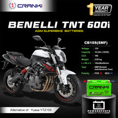 Battery For Benelli TNT 600i (2010-2025) - CB10S - Factory Activated