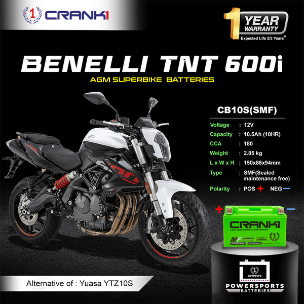 Battery For Benelli TNT 600i (2010-2025) - CB10S - Factory Activated