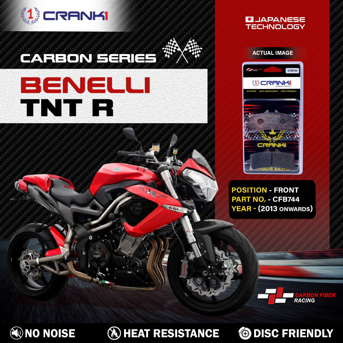 Carbon Brake Pads For Benelli TNT R (2013 Onwards) - Front - CFB744 - 2 Sets