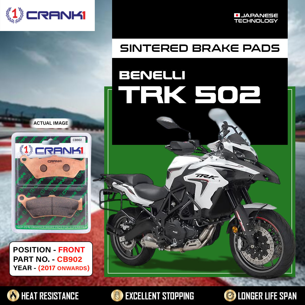 Sintered Brake Pads For Benelli TRK 502 (2017 Onwards) - Front - CB902 - 2 Sets