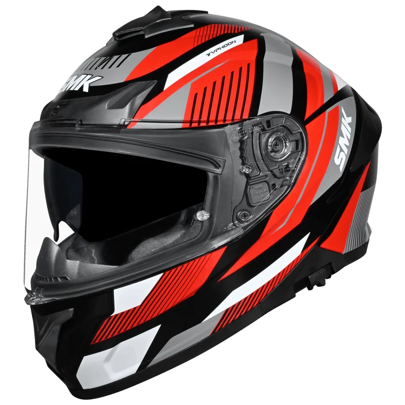 SMK Typhoon Sparko Matt Grey and Red Helmet MA236