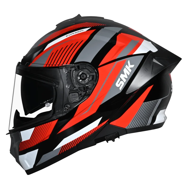 SMK Typhoon Sparko Matt Grey and Red Helmet MA236