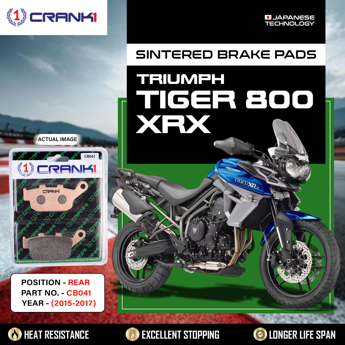 Sintered Brake Pads For Triumph Tiger 800 XRX (2015-2017) - Rear - CB041 - 1 Set