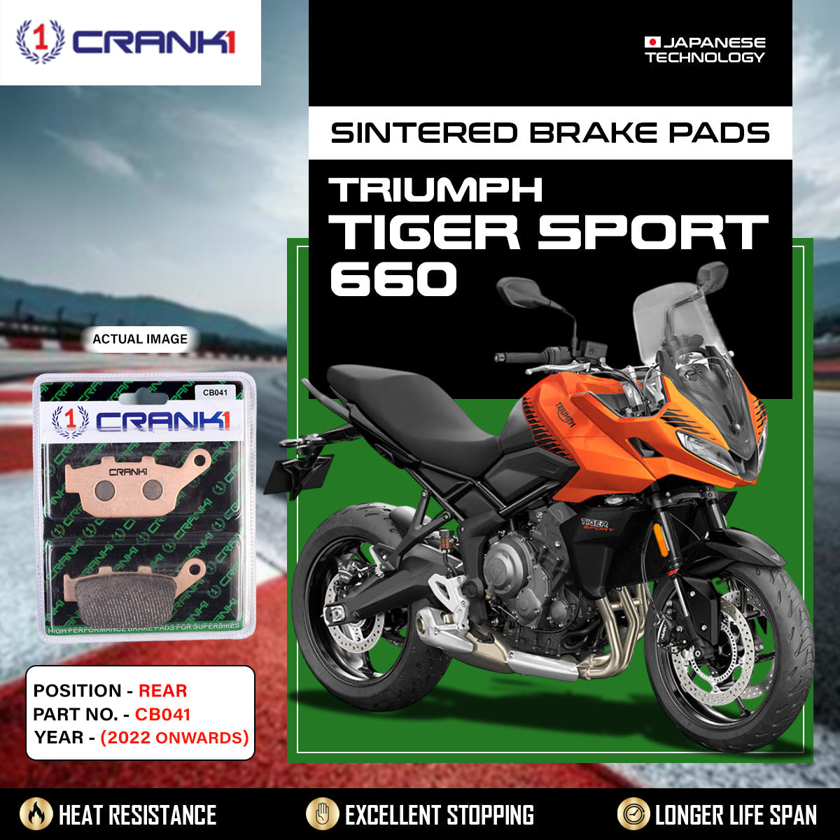 Sintered Brake Pads For Triumph Tiger Sport 660 (2022 Onwards) - Rear - CB041 - 1 Set
