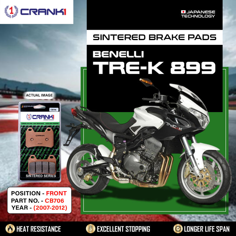 Sintered Brake Pads For Benelli Tre-K 899 (2007-2012) - Front - CB706 - 2 Sets