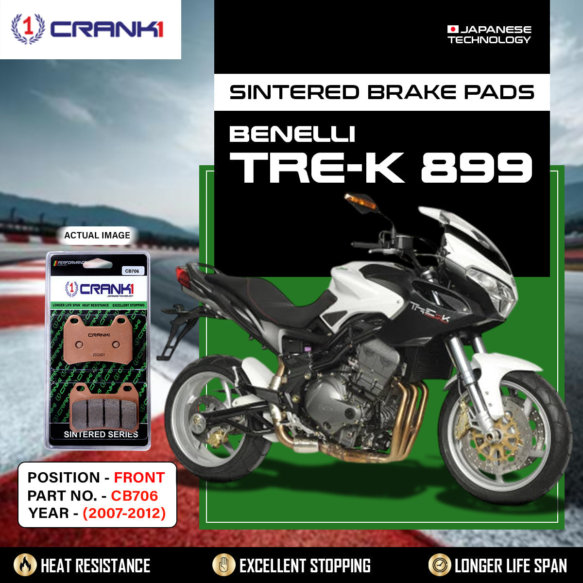 Sintered Brake Pads For Benelli Tre-K 899 (2007-2012) - Front - CB706 - 2 Sets