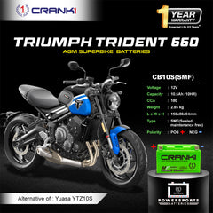 Battery For Triumph Trident 660 - CB10S - Factory Activated