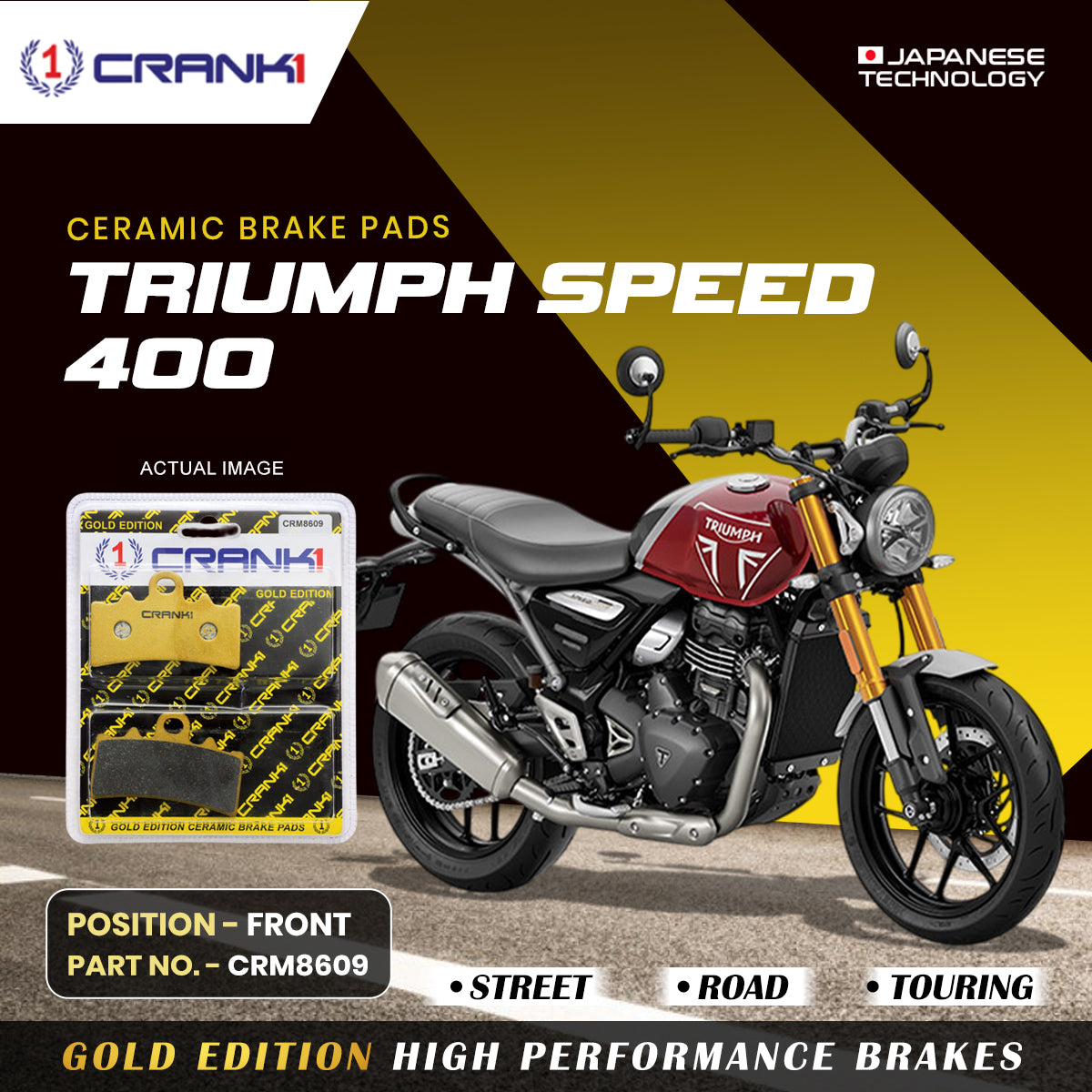 Ceramic Brake Pads For Triumph Speed 400 - Front - CRM8609 - 1 Set
