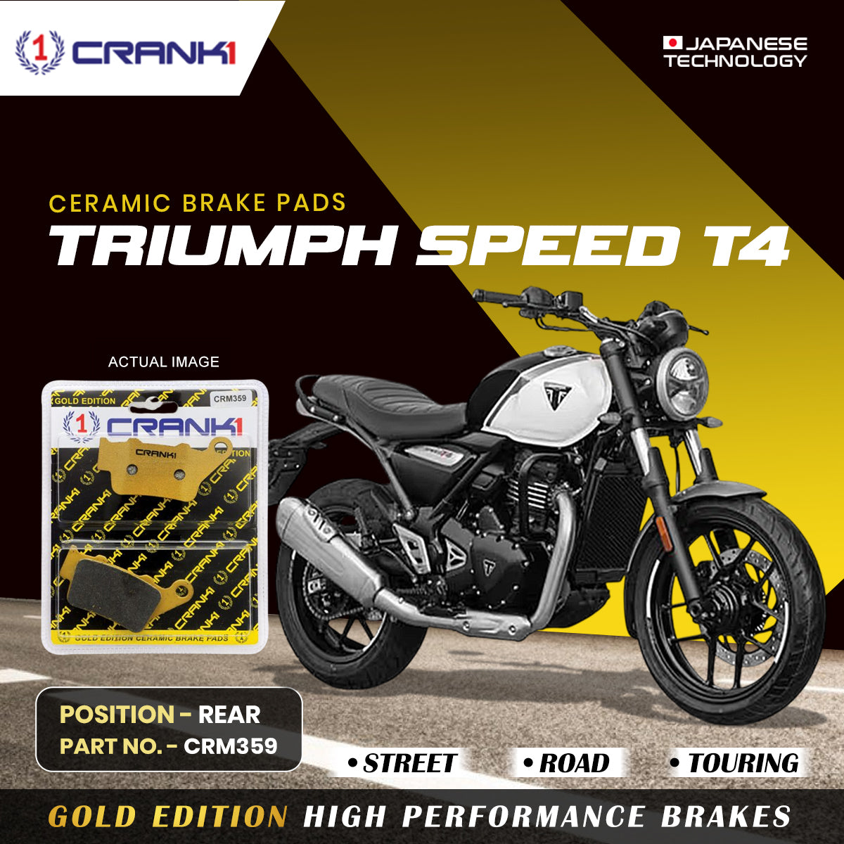 Ceramic Brake Pads For Triumph Speed T4 - Rear - CRM359 - 1 Set