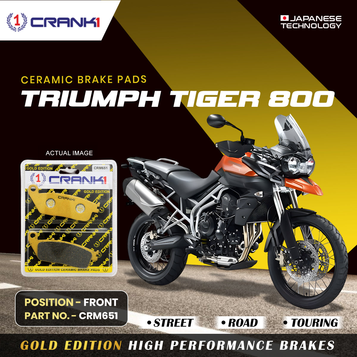 Ceramic Brake Pads For Triumph Tiger 800 - Front - CRM651 - 2 Sets