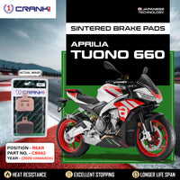 Sintered Brake Pads For Aprilia Tuono 660 (2020 Onwards) - Rear - CB662 - 1 Set
