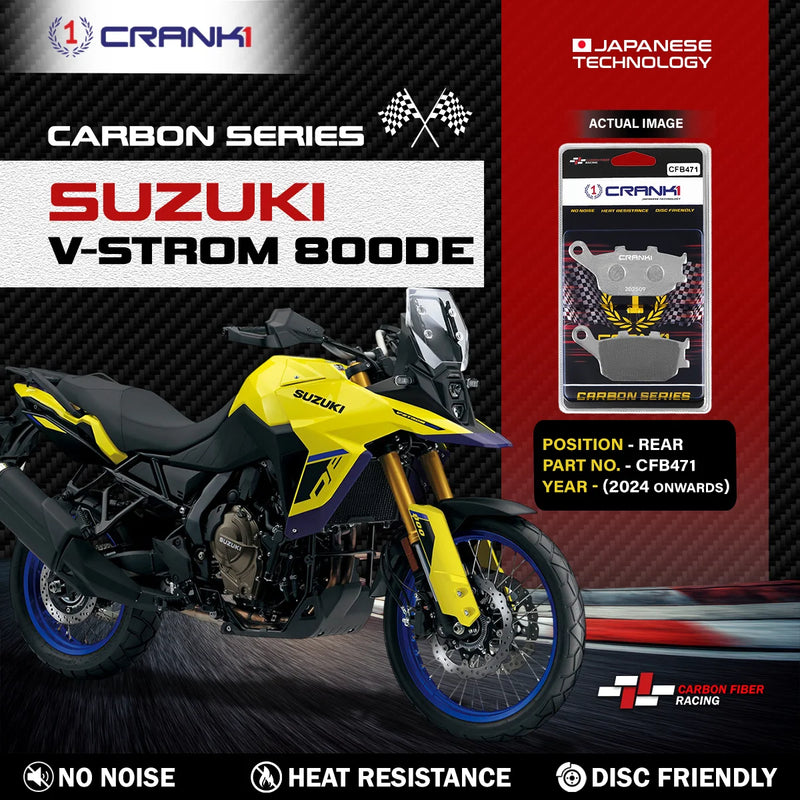 Carbon Brake Pads For Suzuki V-Strom 800DE (2024 Onwards) - Rear - CFB471 - 1 Set | No Noise | High Performance | Superior Stopping Power | Heat Resistant | Long Life