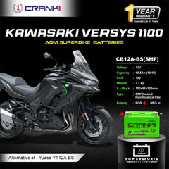 Battery For Kawasaki Versys 1100 (2024 Onwards) - CB12A-BS - Factory Activated