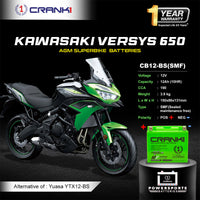 Battery For Kawasaki Versys 650 (2008-2025) - CB12-BS - Factory Activated