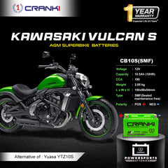 Battery For Kawasaki Vulcan S (2010-2025) - CB10S - Factory Activated