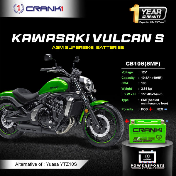 Battery For Kawasaki Vulcan S (2010-2025) - CB10S - Factory Activated