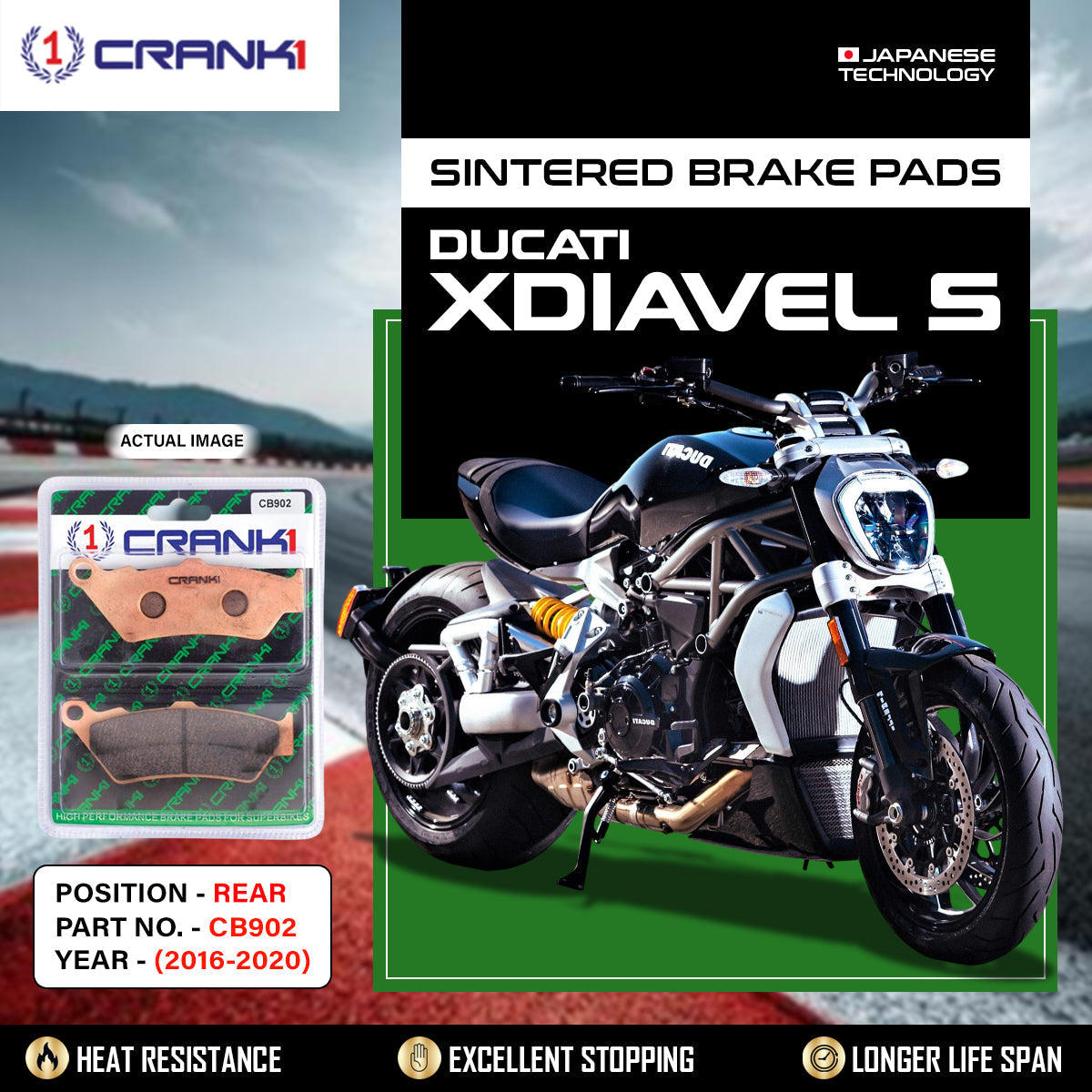 Sintered Brake Pads For Ducati XDiavel S (2016-2020) - Rear - CB902 - 1 Set