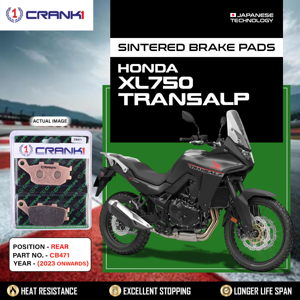 Sintered Brake Pads For Honda XL750 Transalp  (2023 Onwards) - Rear - CB471 - 1 Set