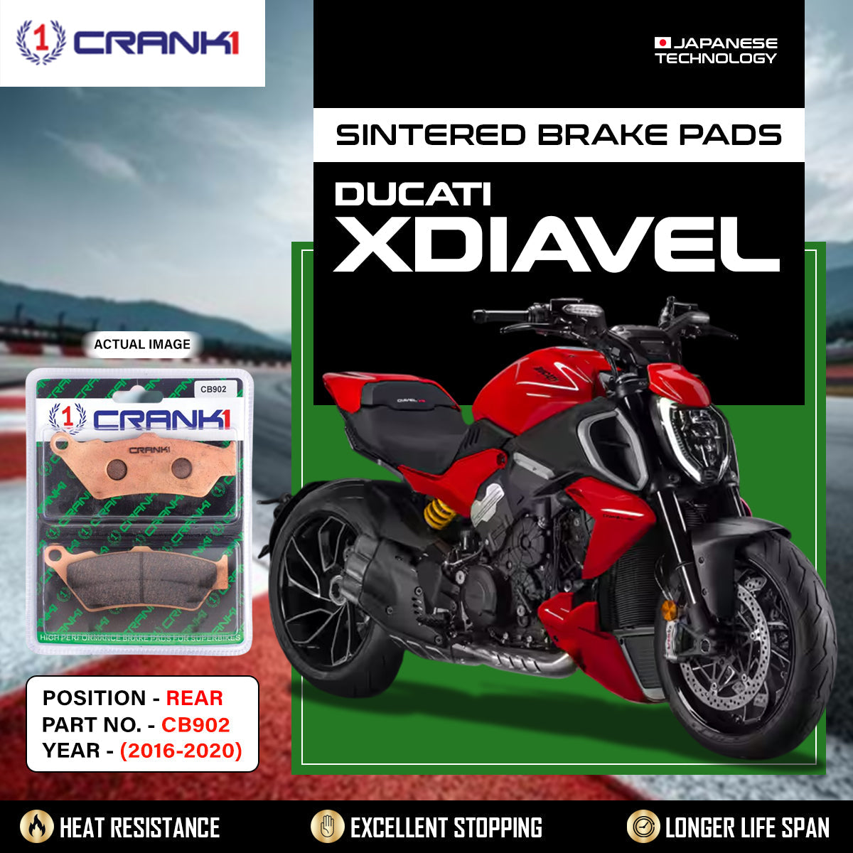 Sintered Brake Pads For Ducati XDiavel (2016-2020) - Rear - CB902 - 1 Set