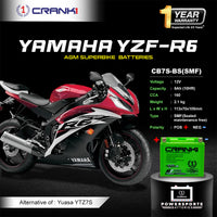 Battery For Yamaha YZF-R6 (2017-2021) - CB7S-BS - Factory Activated