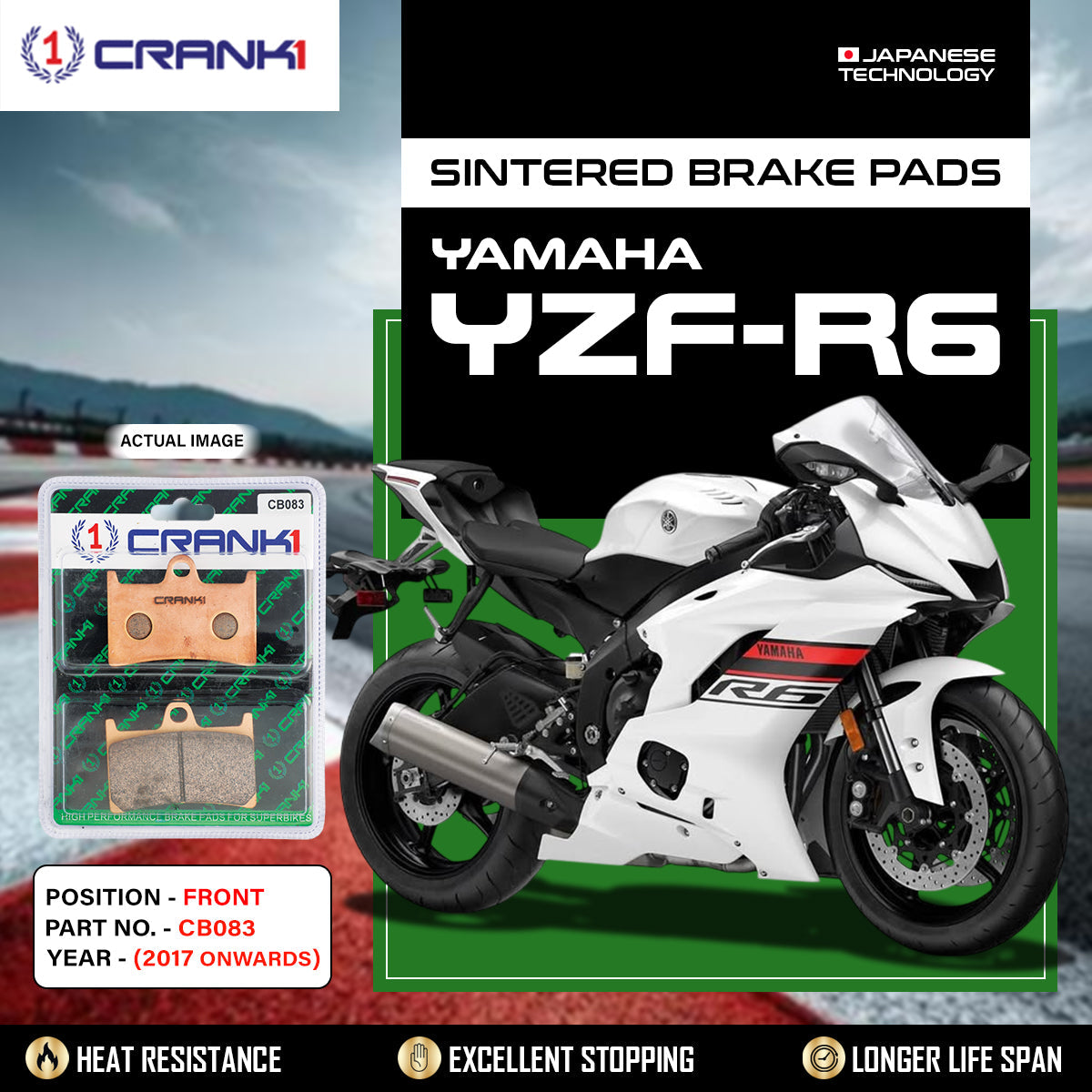 Sintered  Brake Pads For Yamaha YZF-R6 (2017 Onwards) - Front - CB083 - 2 Sets