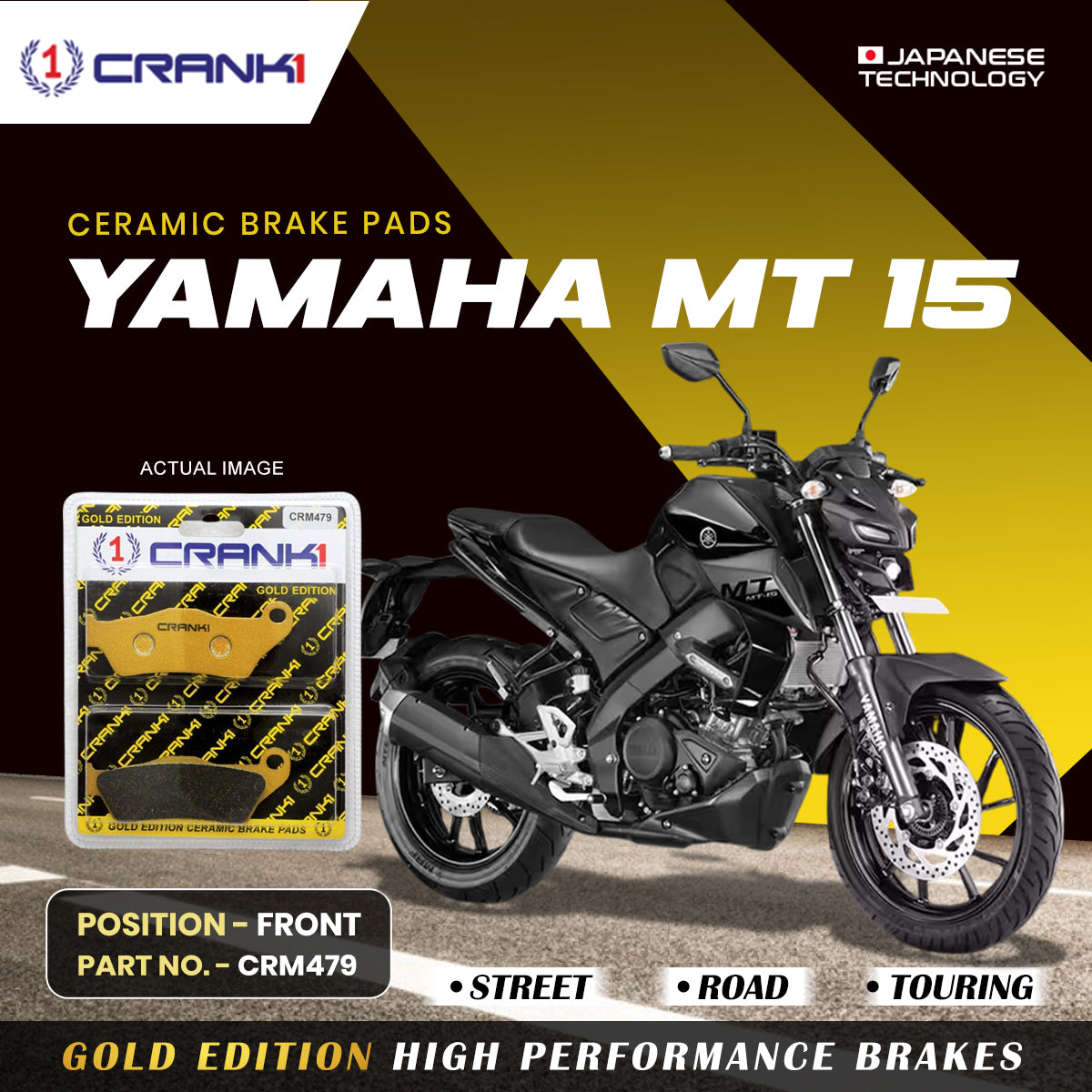 Ceramic Brake Pads For Yamaha MT-15 - Front - CRM479