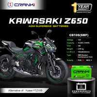 Battery For Kawasaki Z650 (2017-2025) - CB10S - Factory Activated