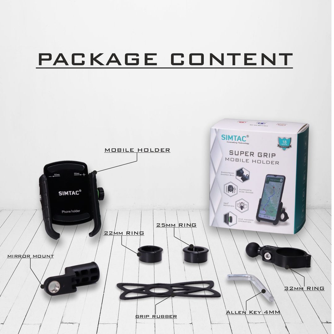 SIMTAC Super Grip Mobile Holder For Bikes/ Scooters / Bicycle | MH01