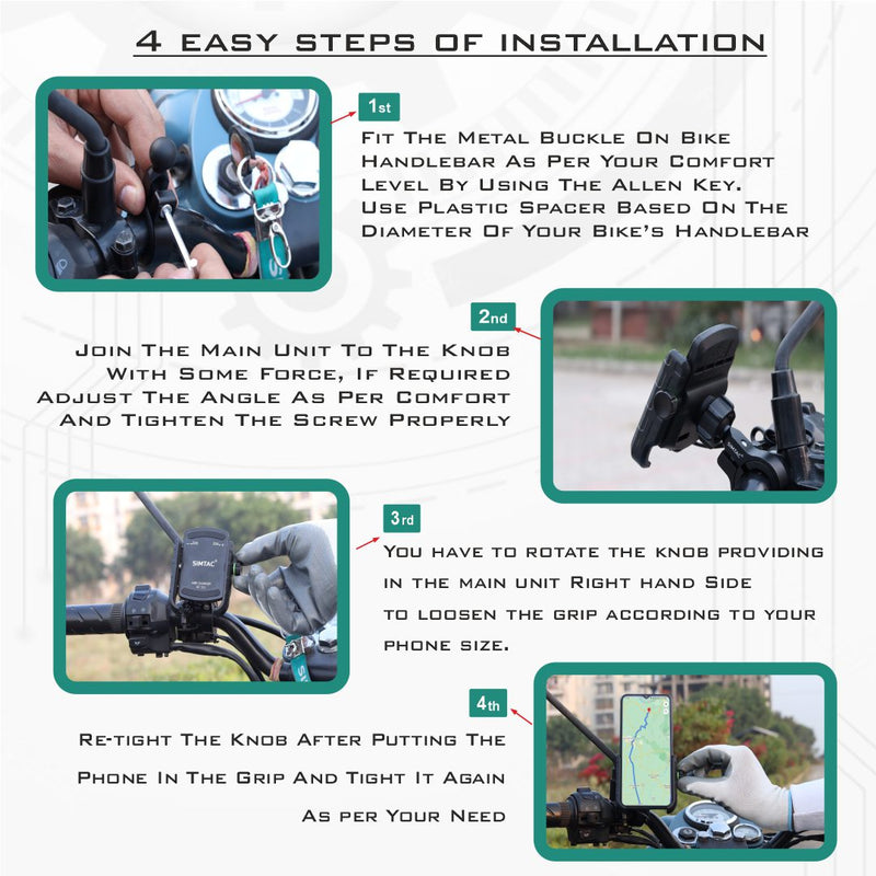 SIMTAC Super Grip Mobile Holder For Bikes/ Scooters / Bicycle | MH01